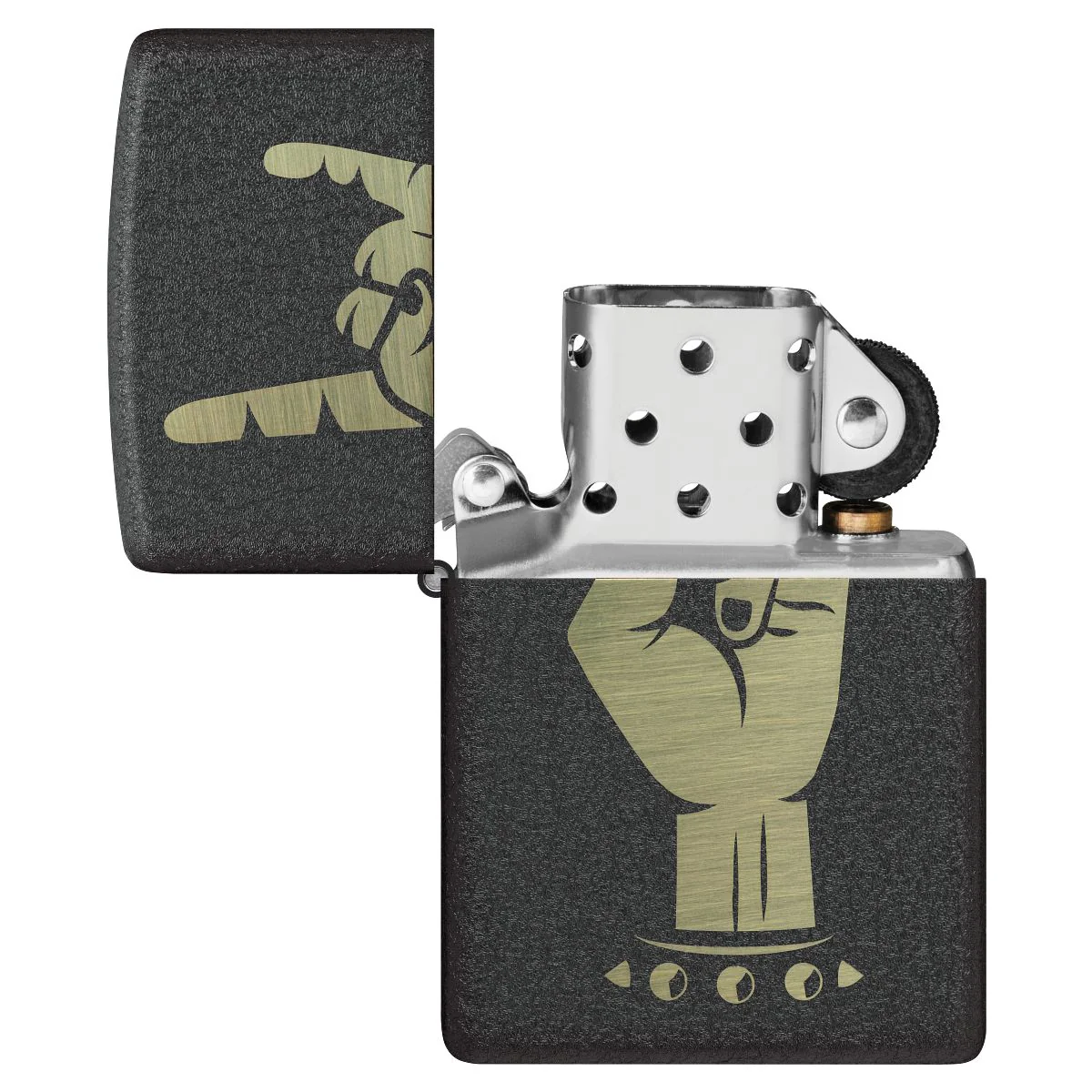 Zippo Lighter: Rock On Design - Black Crackle 47008 - Image 4