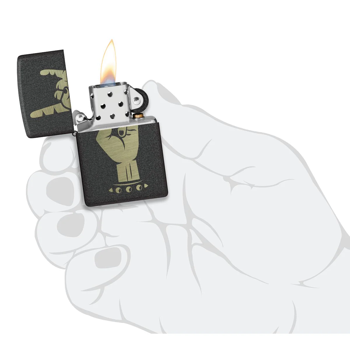 Zippo Lighter: Rock On Design - Black Crackle 47008 - Image 5