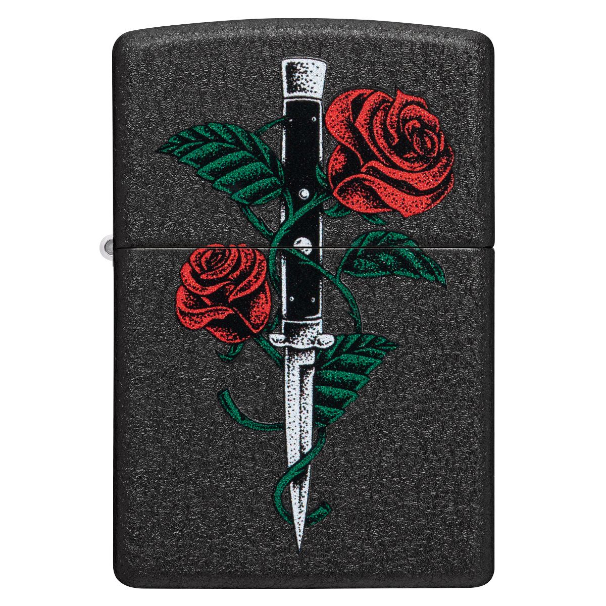Zippo Lighter: Rose and Dagger Tattoo - Black Crackle 49778 - Image 2