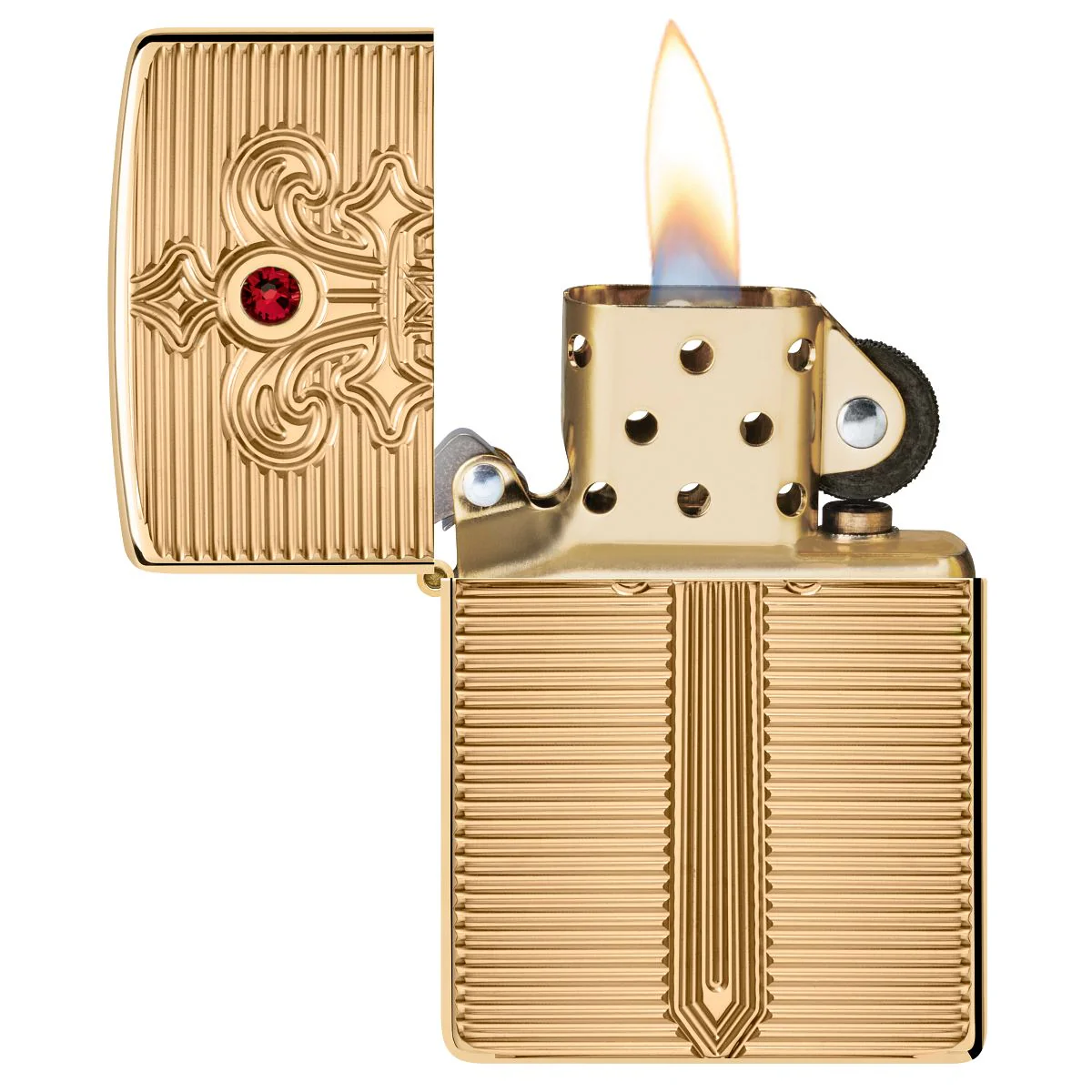Zippo Lighter: Royal Saber Design, Deep Carved - High Polish Brass 46737 - Image 3