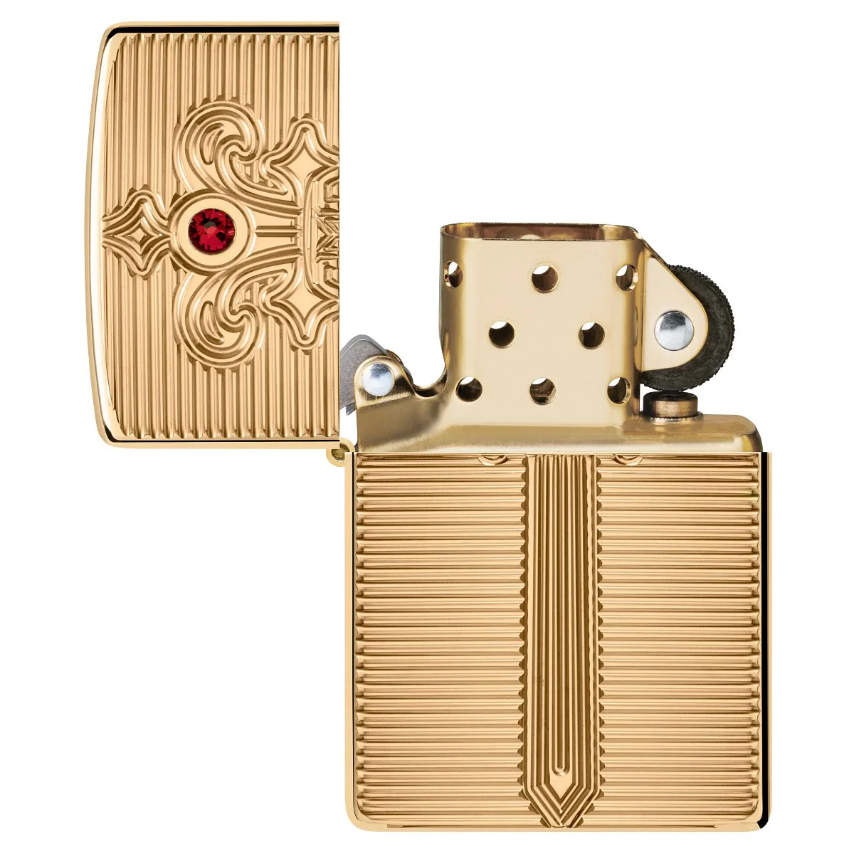 Zippo Lighter: Royal Saber Design, Deep Carved - High Polish Brass 46737 - Image 4