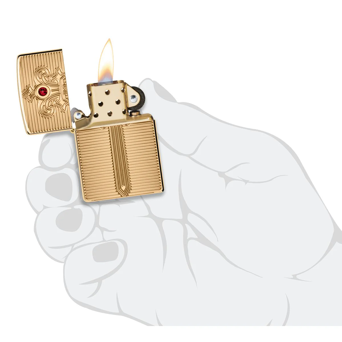 Zippo Lighter: Royal Saber Design, Deep Carved - High Polish Brass 46737 - Image 5