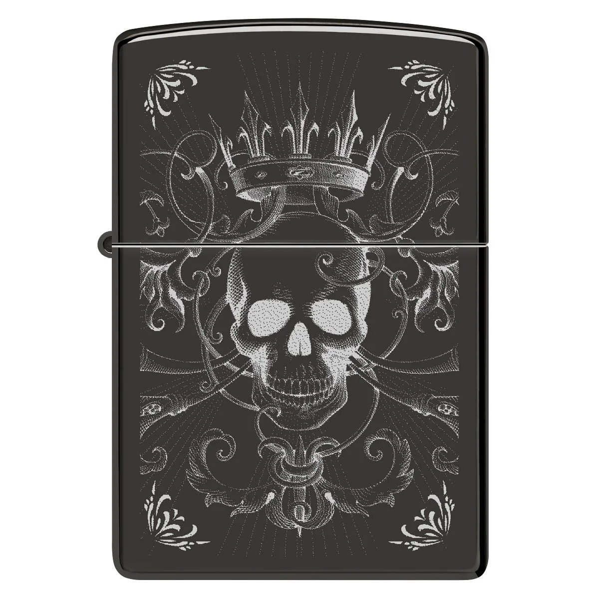 Zippo Lighter: Royal Skull Design, Photo Image - High Polish Black 46699 - Image 2