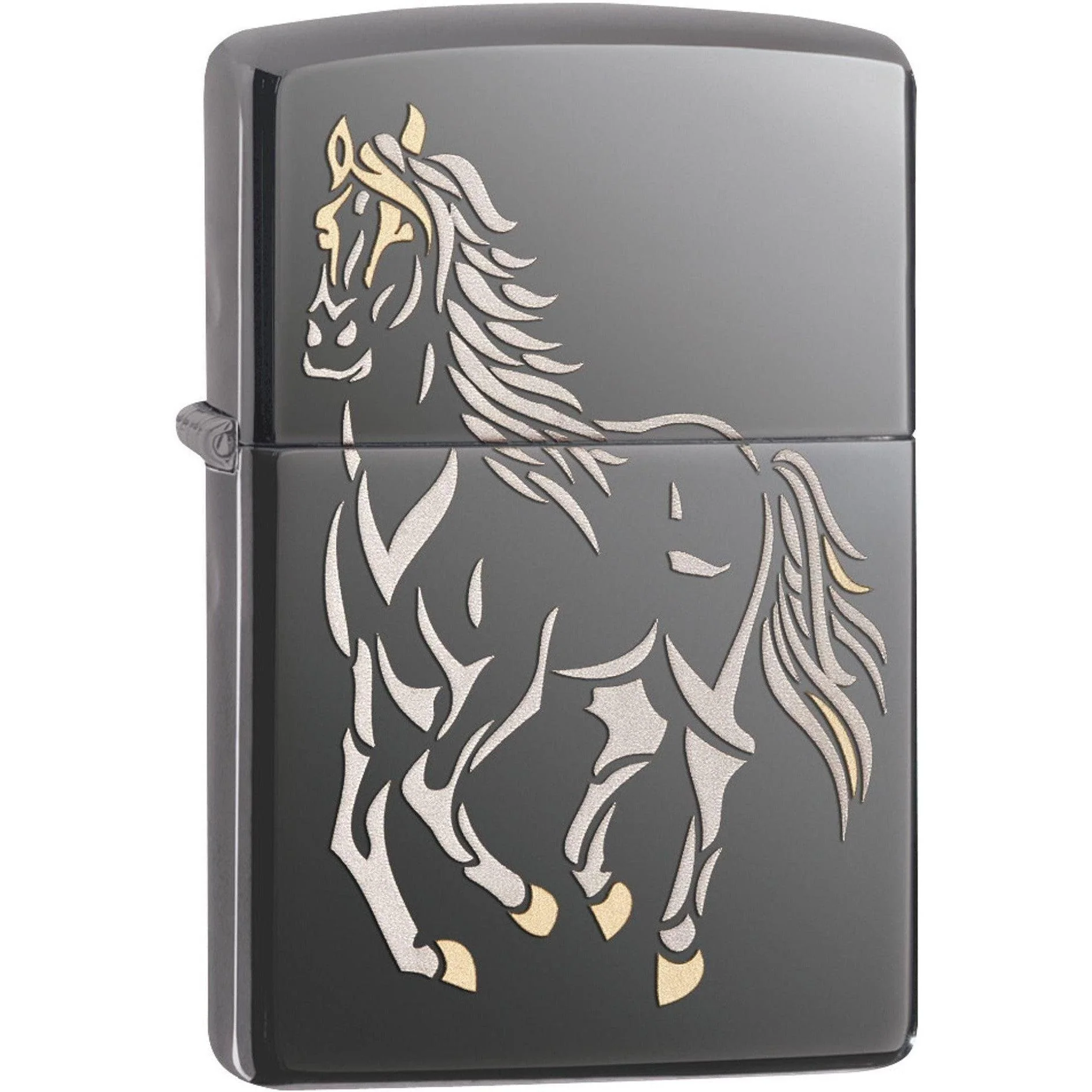 Zippo Lighter: Running Horse - Black Ice 81592