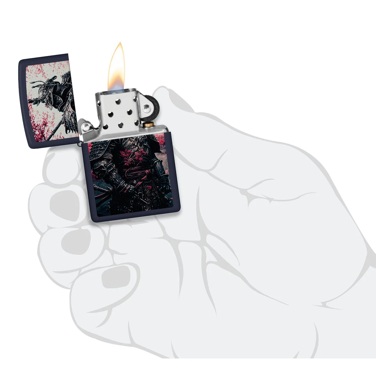 Zippo Lighter: Samurai Warrior - Navy Matte 46624 - Image 5