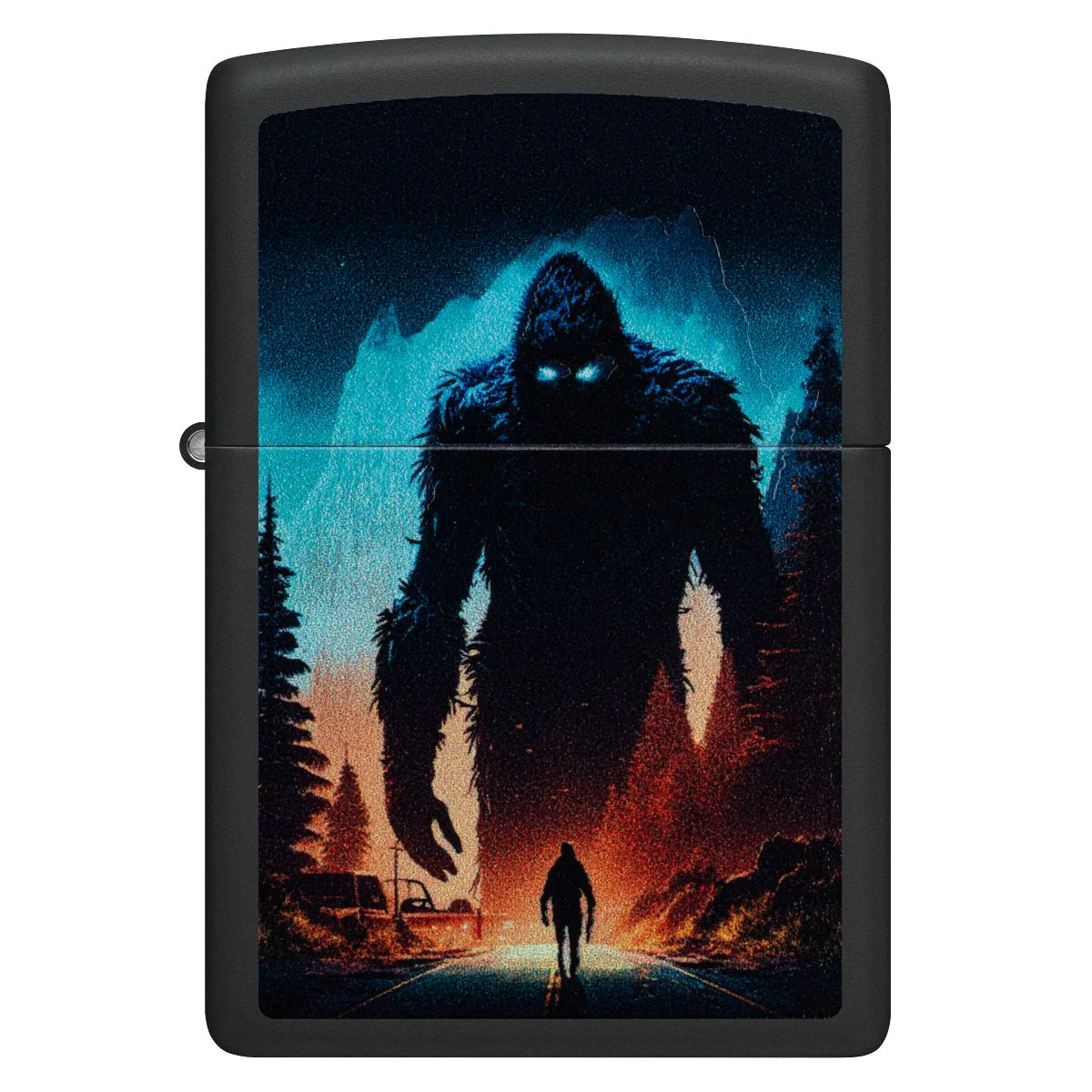 Zippo Lighter: Sasquatch Design, Black Light - Black Matte 46912 - Image 3