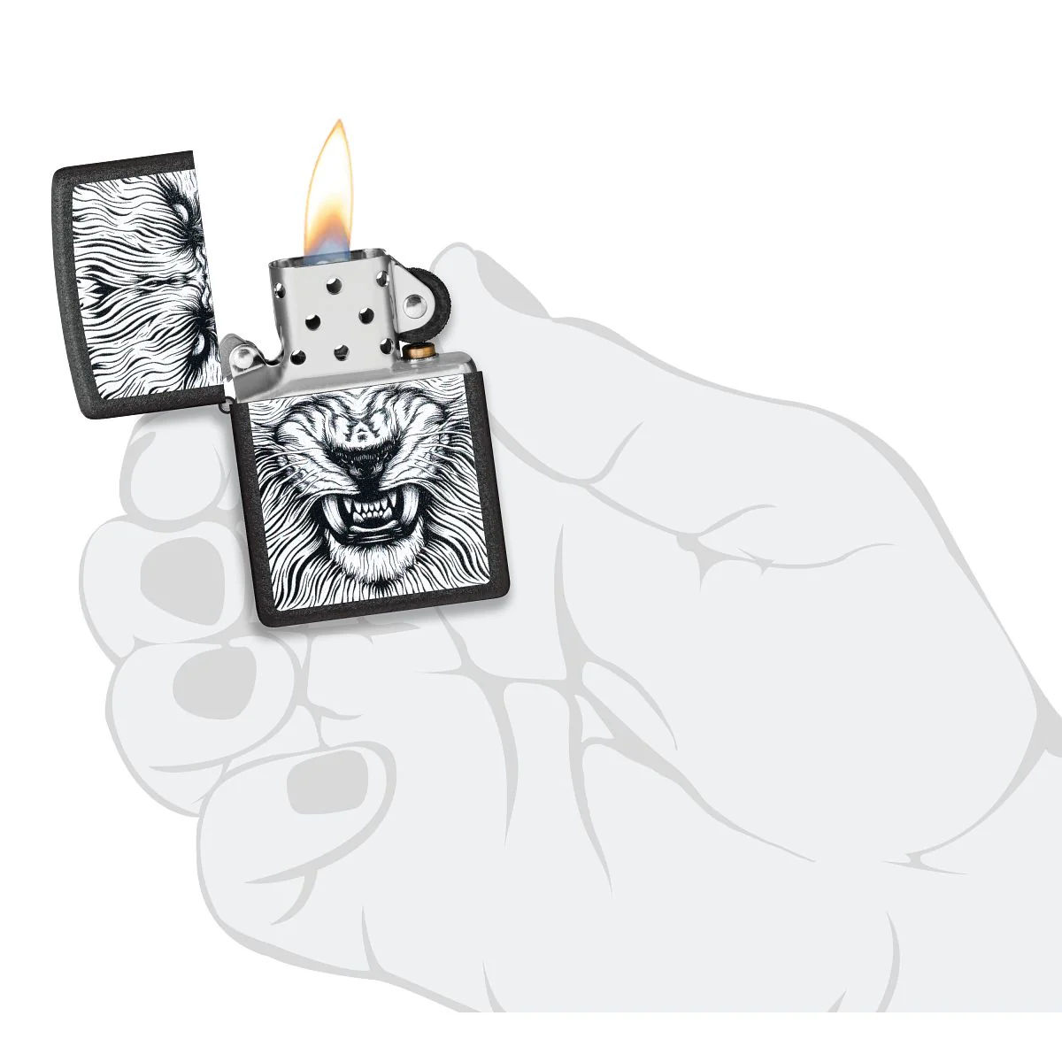 Zippo Lighter: Say Cheese Design - Black Crackle 47144 - Image 5