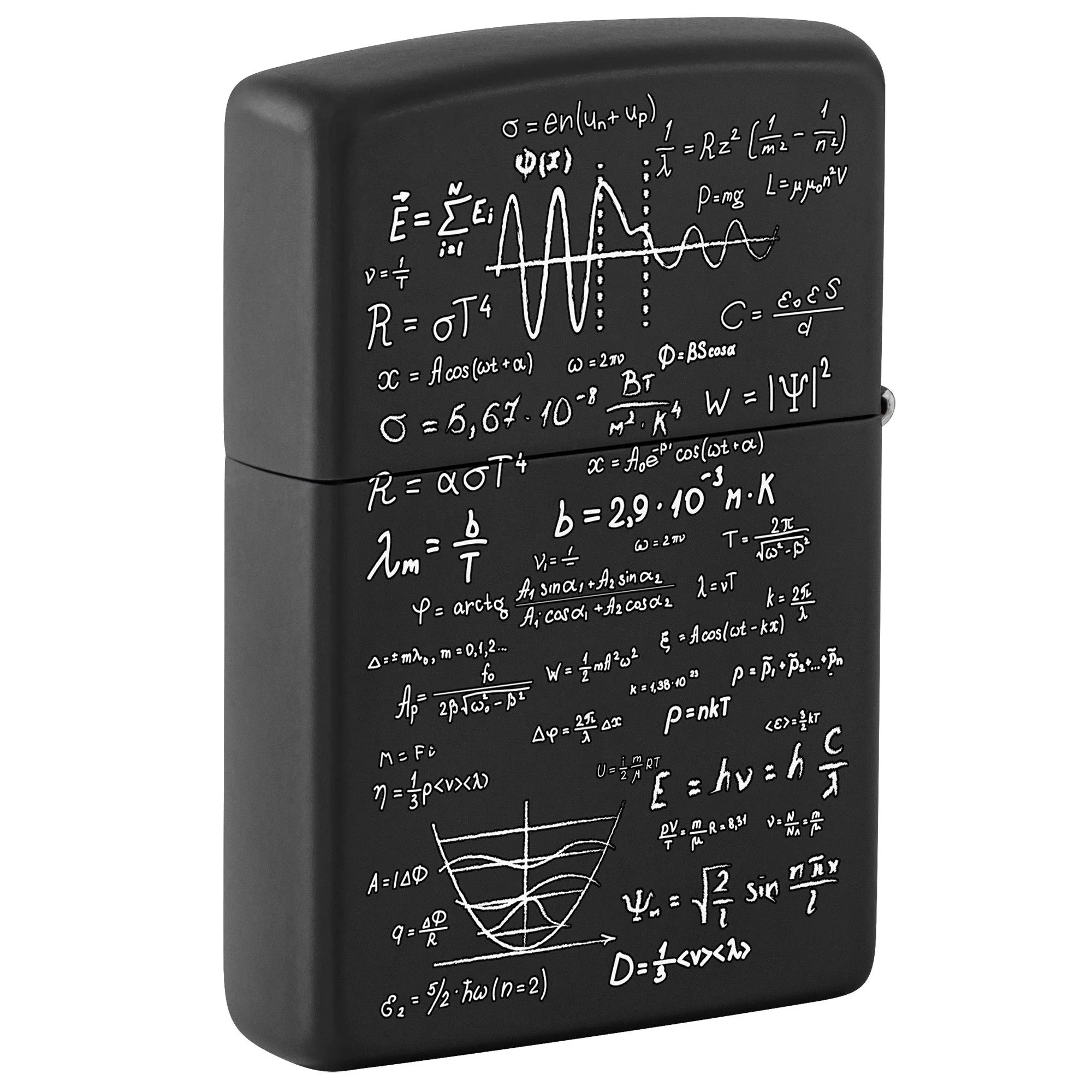 Zippo Lighter: School Equations - Black Matte 80801 - Image 2