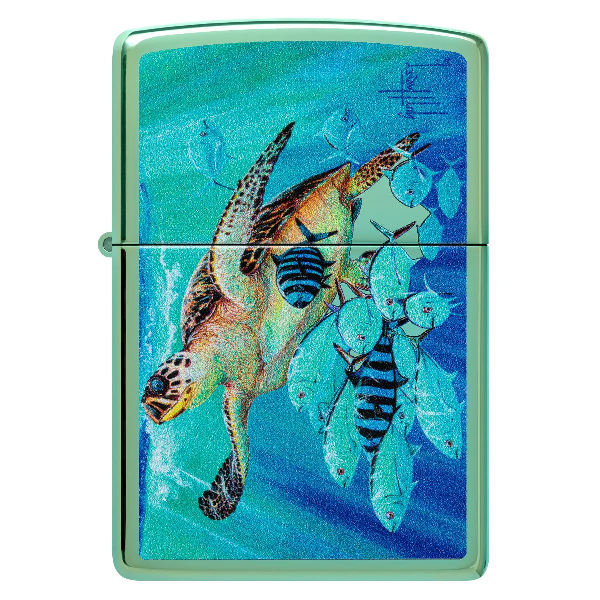 Zippo Lighter: Sea Life by Guy Harvey - High Polish Green 46589 - Image 2