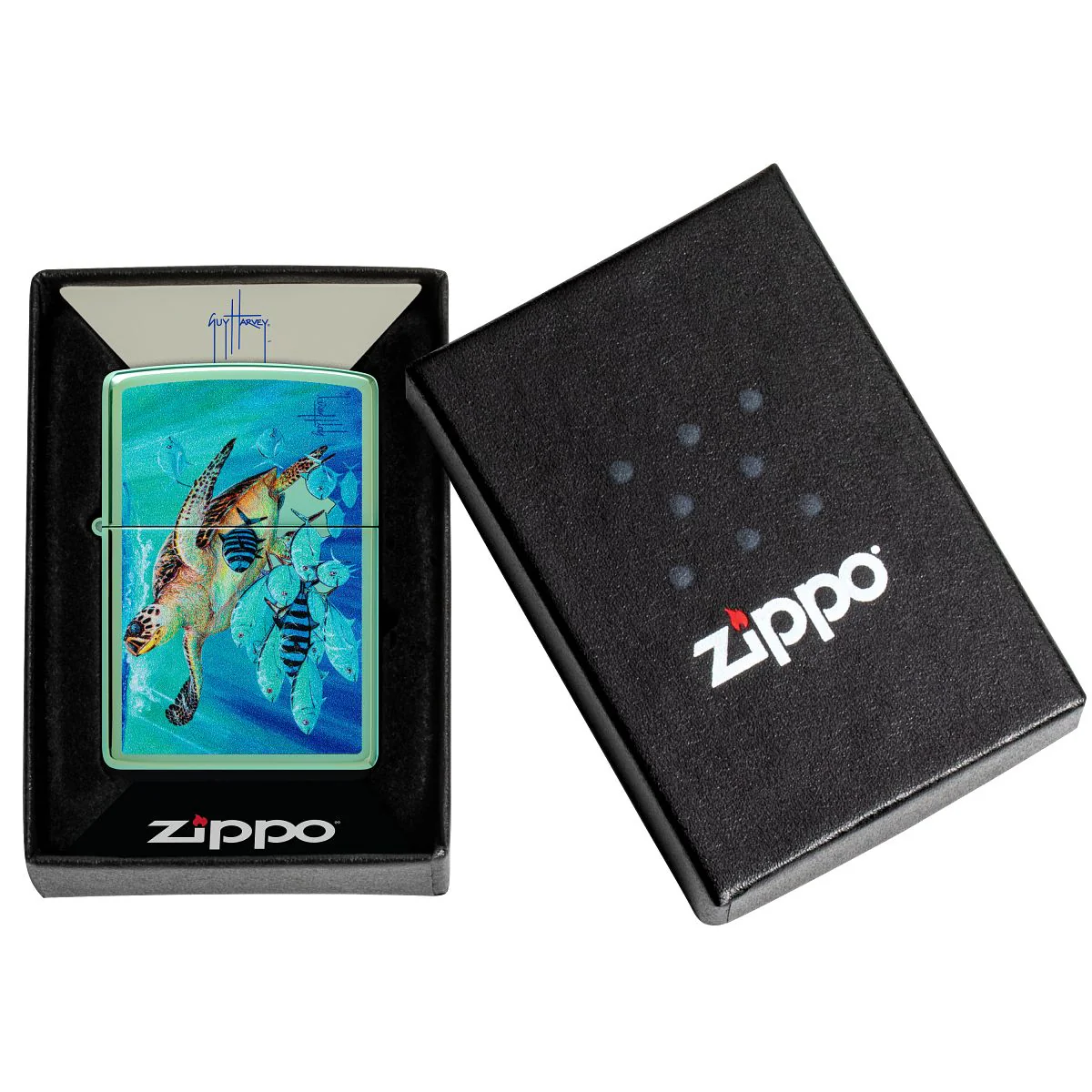 Zippo Lighter: Sea Life by Guy Harvey - High Polish Green 46589 - Image 6