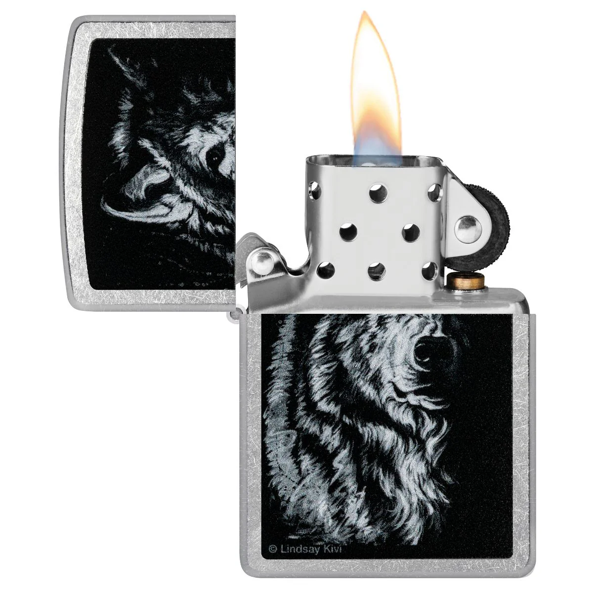 Zippo Lighter: Shadow Wolf by Lindsay Kivi - Street Chrome 46149 - Image 3