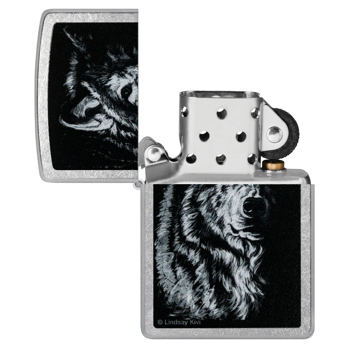 Zippo Lighter: Shadow Wolf by Lindsay Kivi - Street Chrome 46149 - Image 4