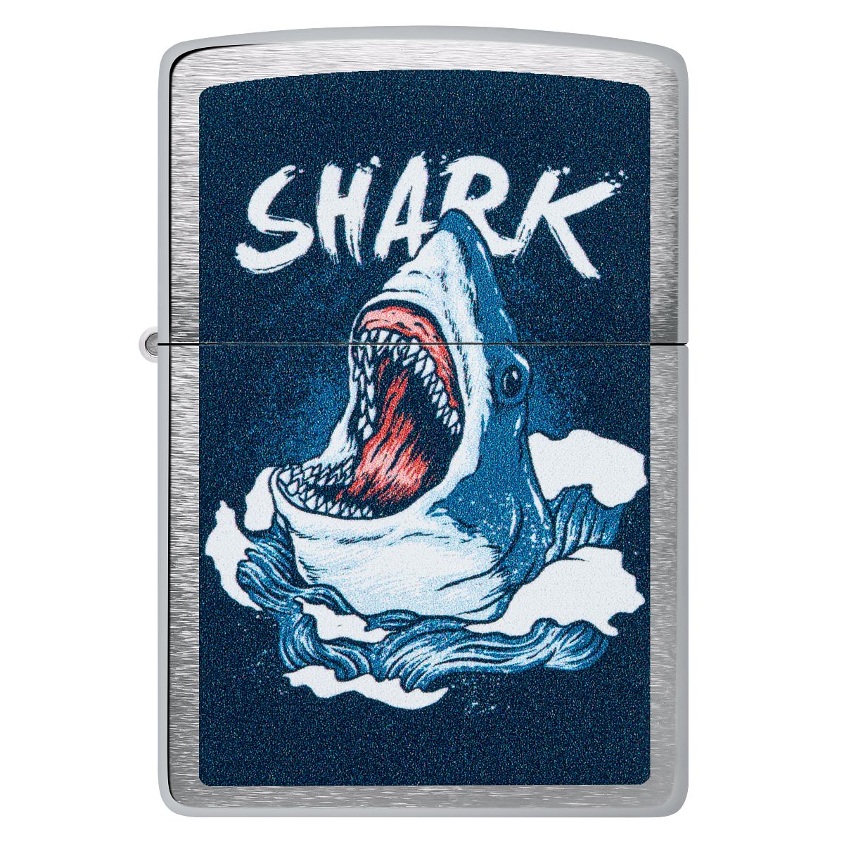 Zippo Lighter: Shark Design - Brushed Chrome 46075 - Image 2