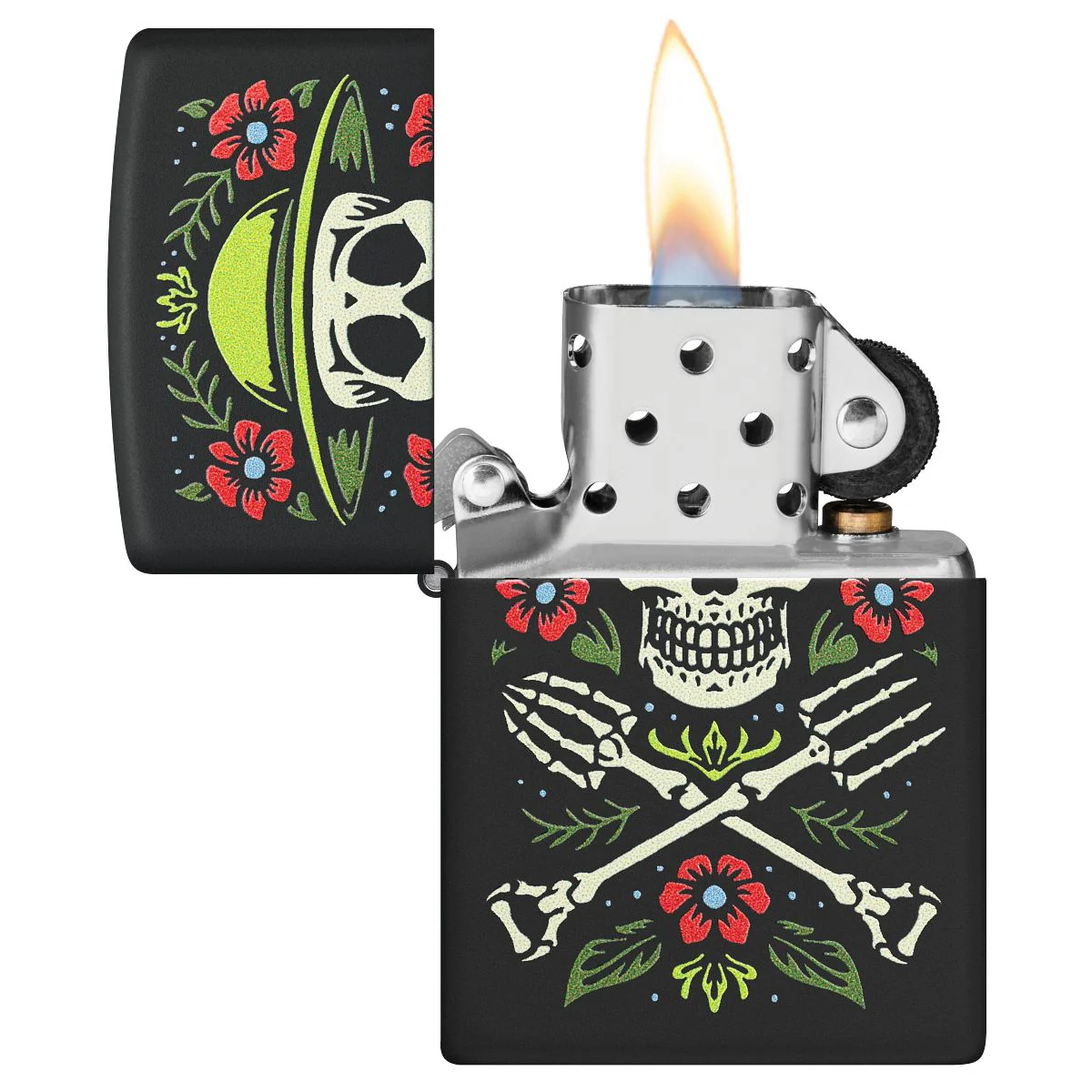 Zippo Lighter: Skeleton, Garden for Life - Black Matte 47152 - Image 3
