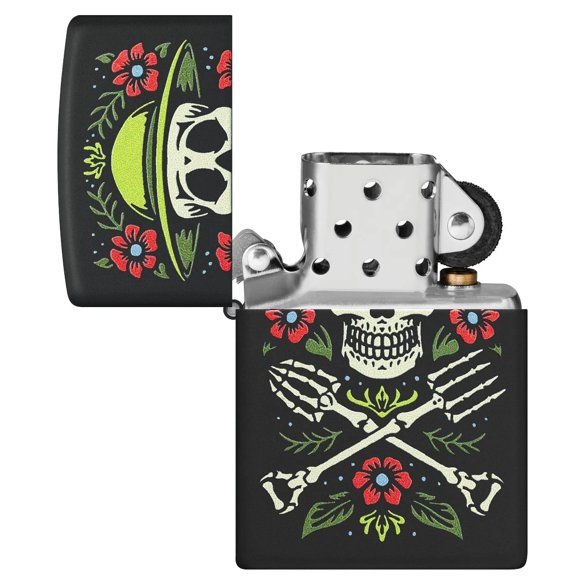 Zippo Lighter: Skeleton, Garden for Life - Black Matte 47152 - Image 4