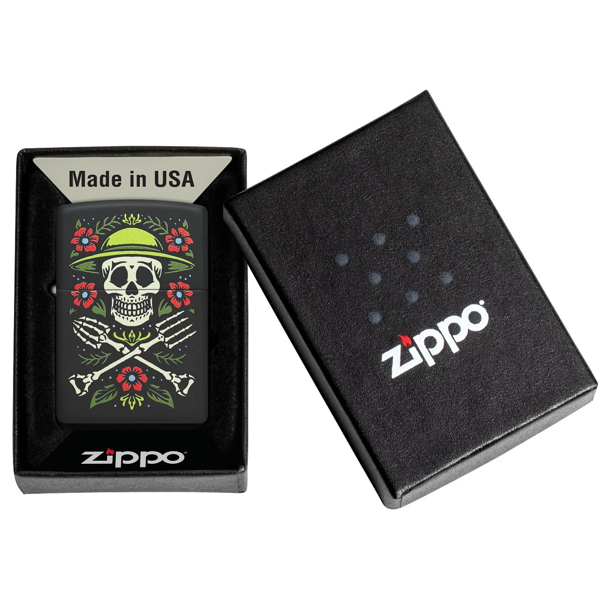 Zippo Lighter: Skeleton, Garden for Life - Black Matte 47152 - Image 6