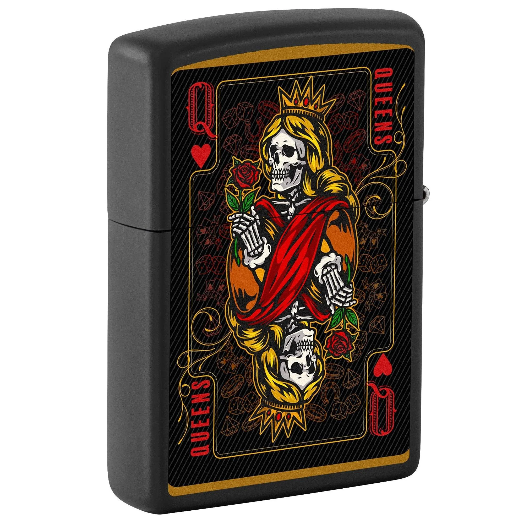 Zippo Lighter: Skeleton Kings and Queens - Black Matte 81673 - Image 2