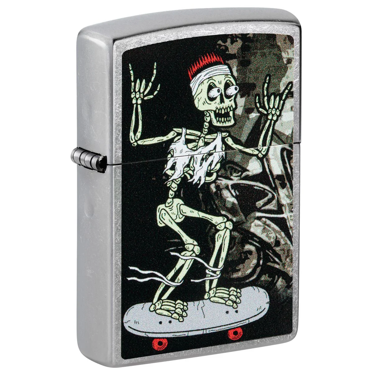 Zippo Lighter: Skeleton on Skateboard - Street Chrome 48911