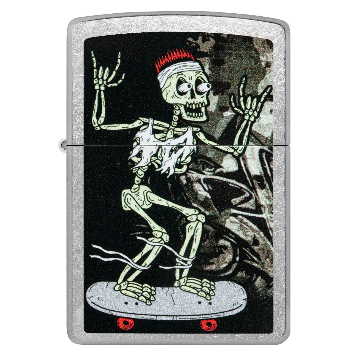 Zippo Lighter: Skeleton on Skateboard - Street Chrome 48911 - Image 2