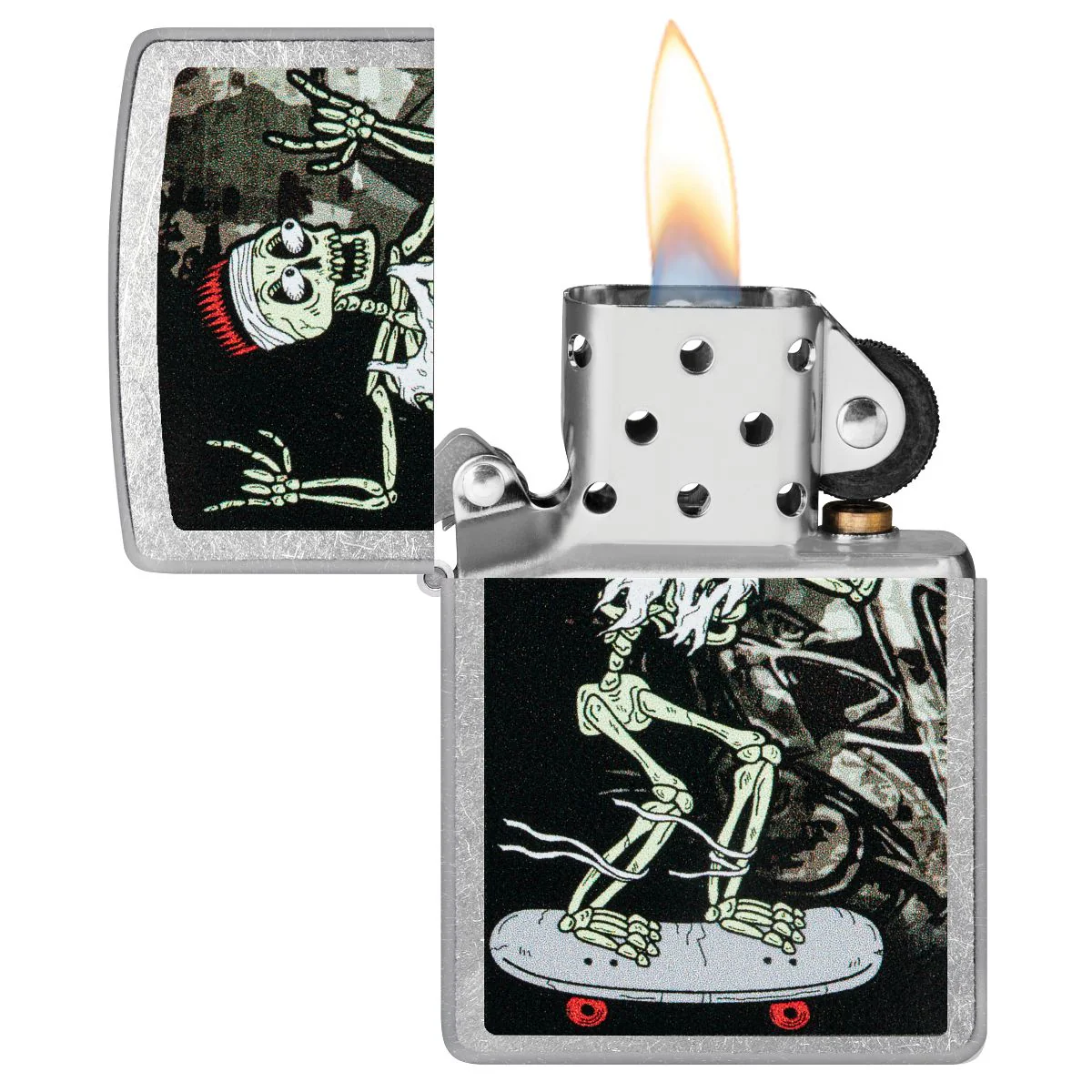 Zippo Lighter: Skeleton on Skateboard - Street Chrome 48911 - Image 3