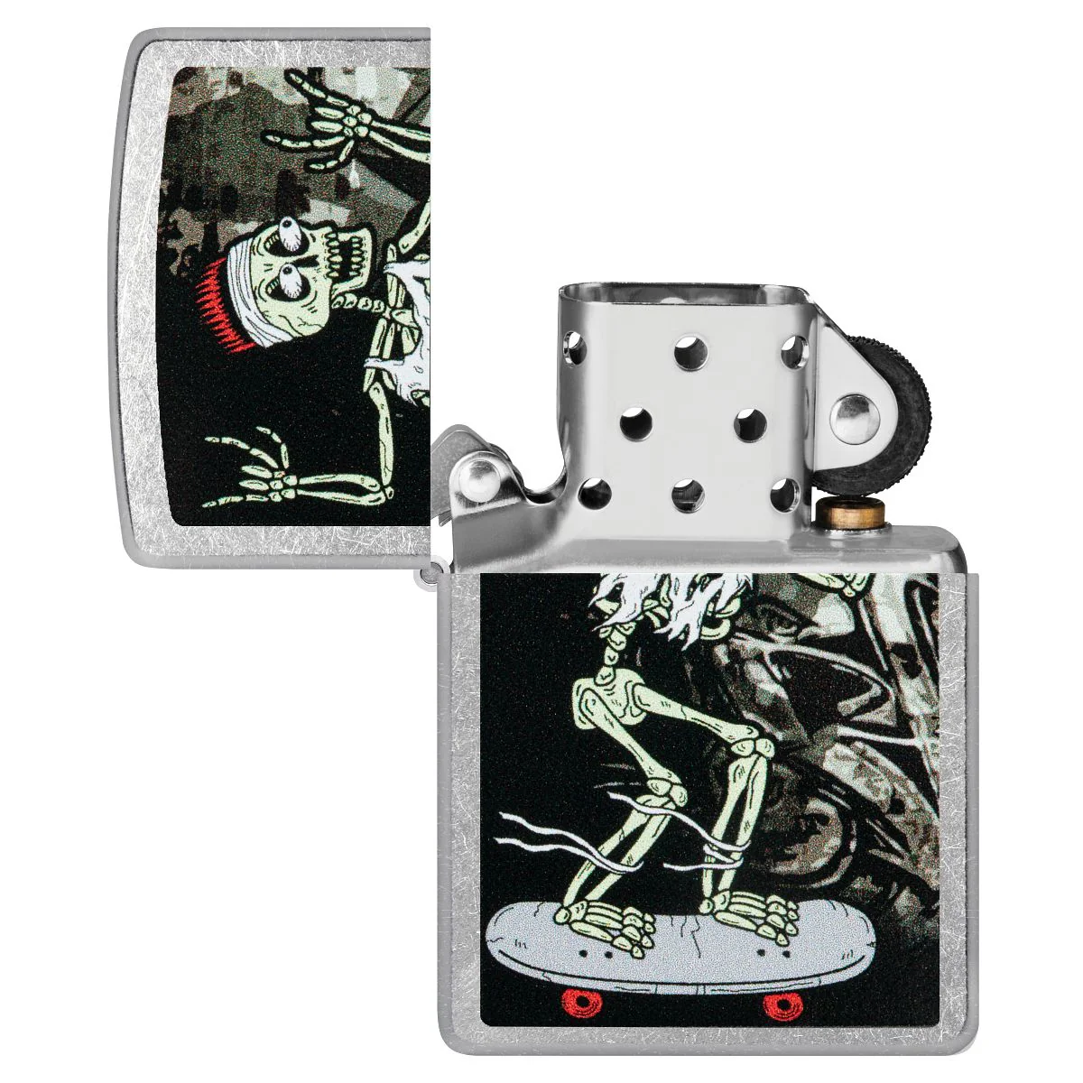 Zippo Lighter: Skeleton on Skateboard - Street Chrome 48911 - Image 4