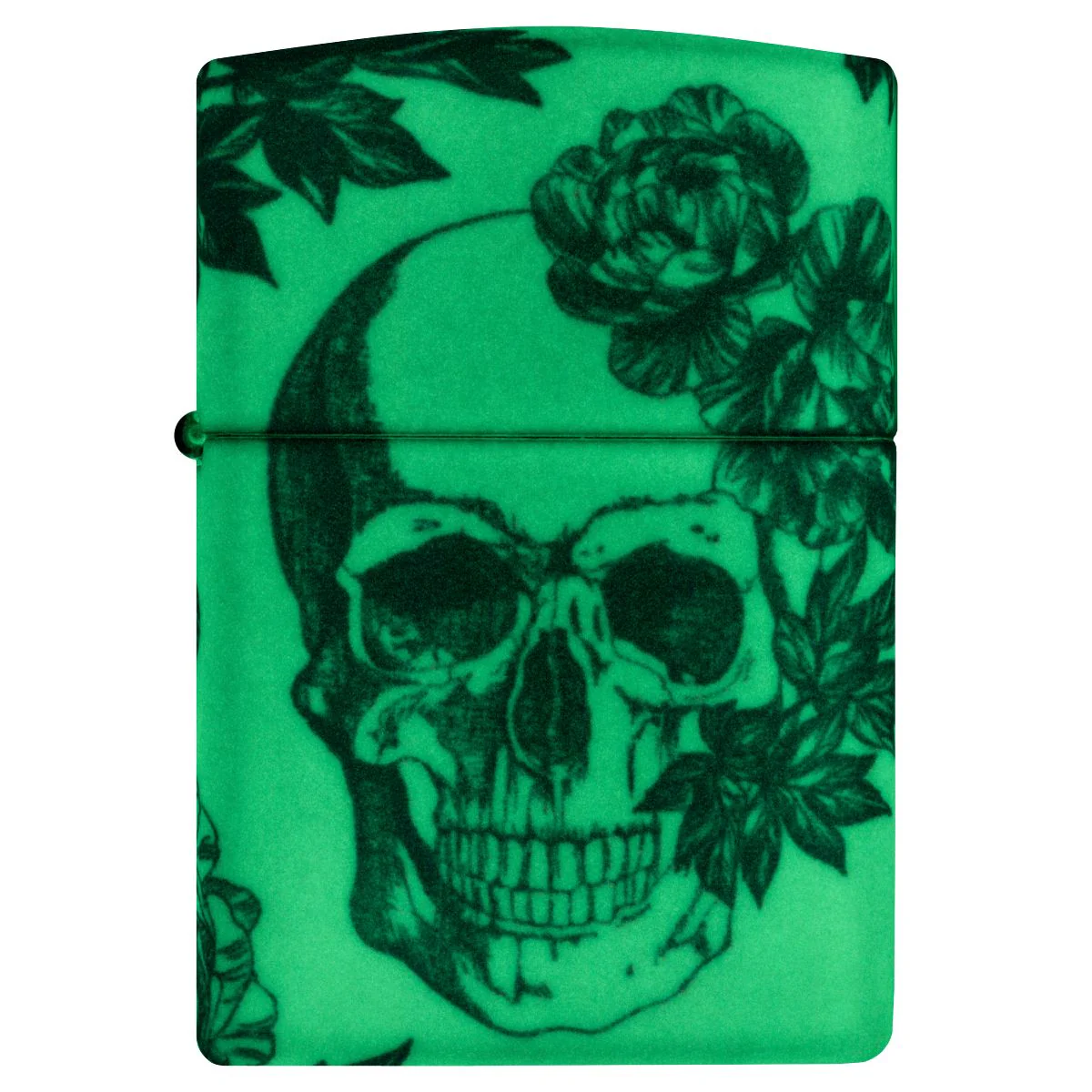 Zippo Lighter: Skull and Flowers, Glow-in-the-Dark - 540 Color 46037 - Image 6