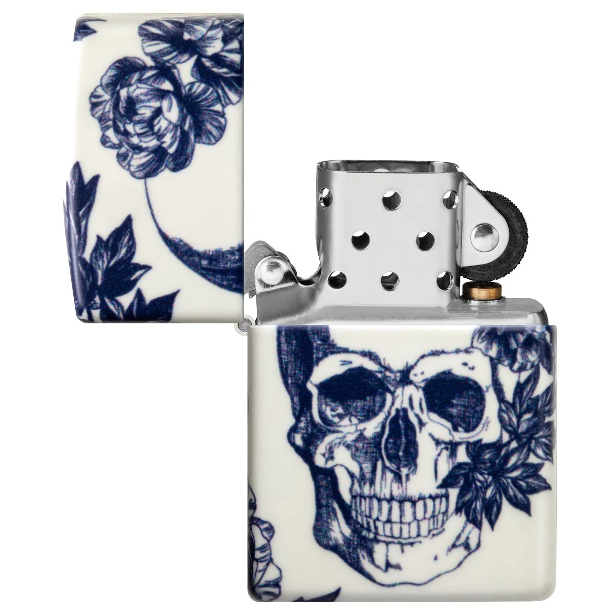 Zippo Lighter: Skull and Flowers, Glow-in-the-Dark - 540 Color 46037 - Image 9