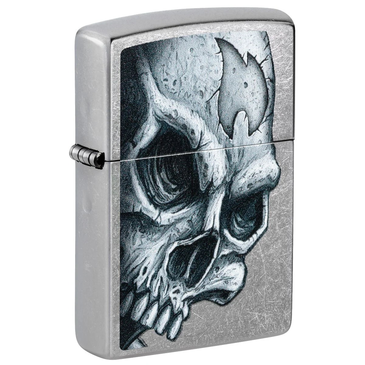 Zippo Lighter: Skull and Zippo Flame - Street Chrome 46587