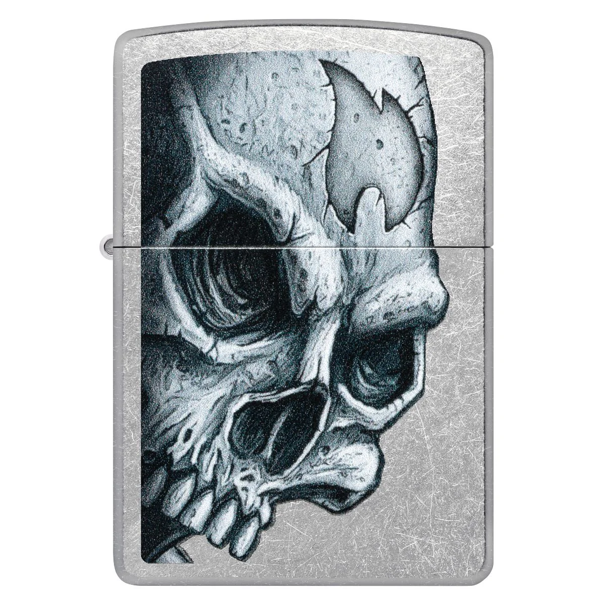 Zippo Lighter: Skull and Zippo Flame - Street Chrome 46587 - Image 2