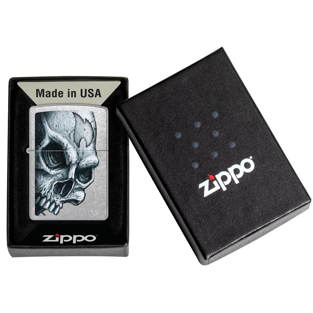 Zippo Lighter: Skull and Zippo Flame - Street Chrome 46587 - Image 6