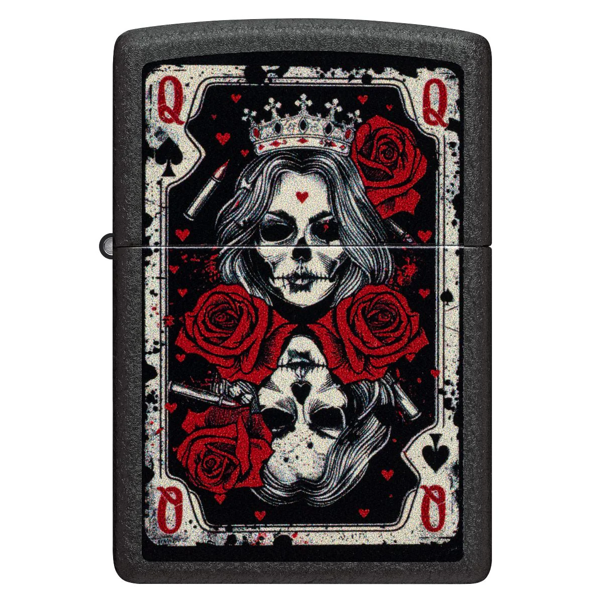 Zippo Lighter: Skull Queen Card - Black Crackle 46896 - Image 2