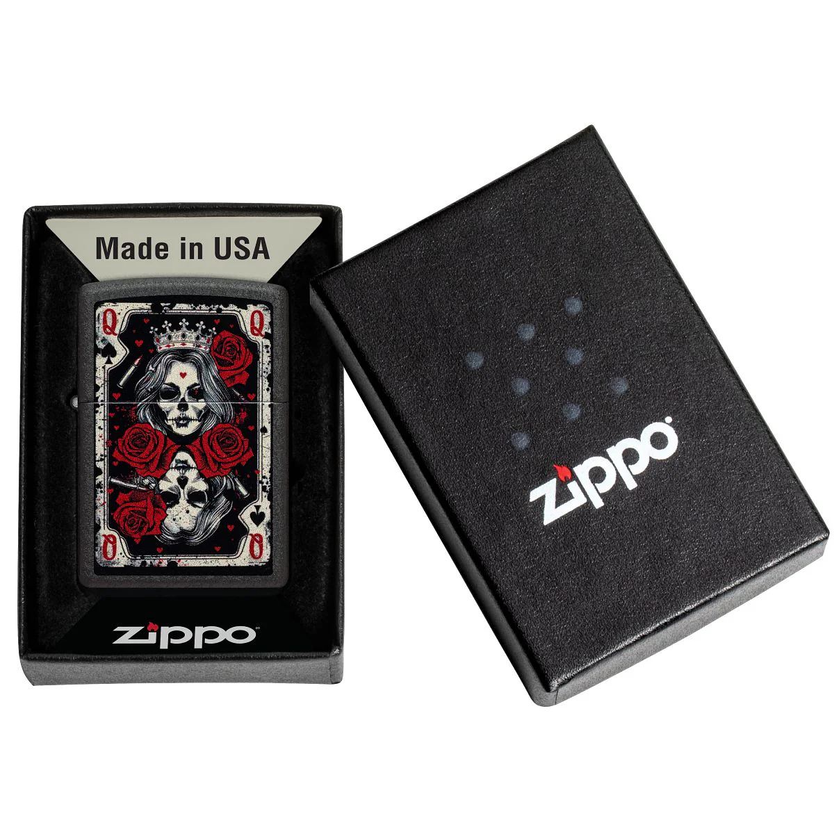 Zippo Lighter: Skull Queen Card - Black Crackle 46896 - Image 6