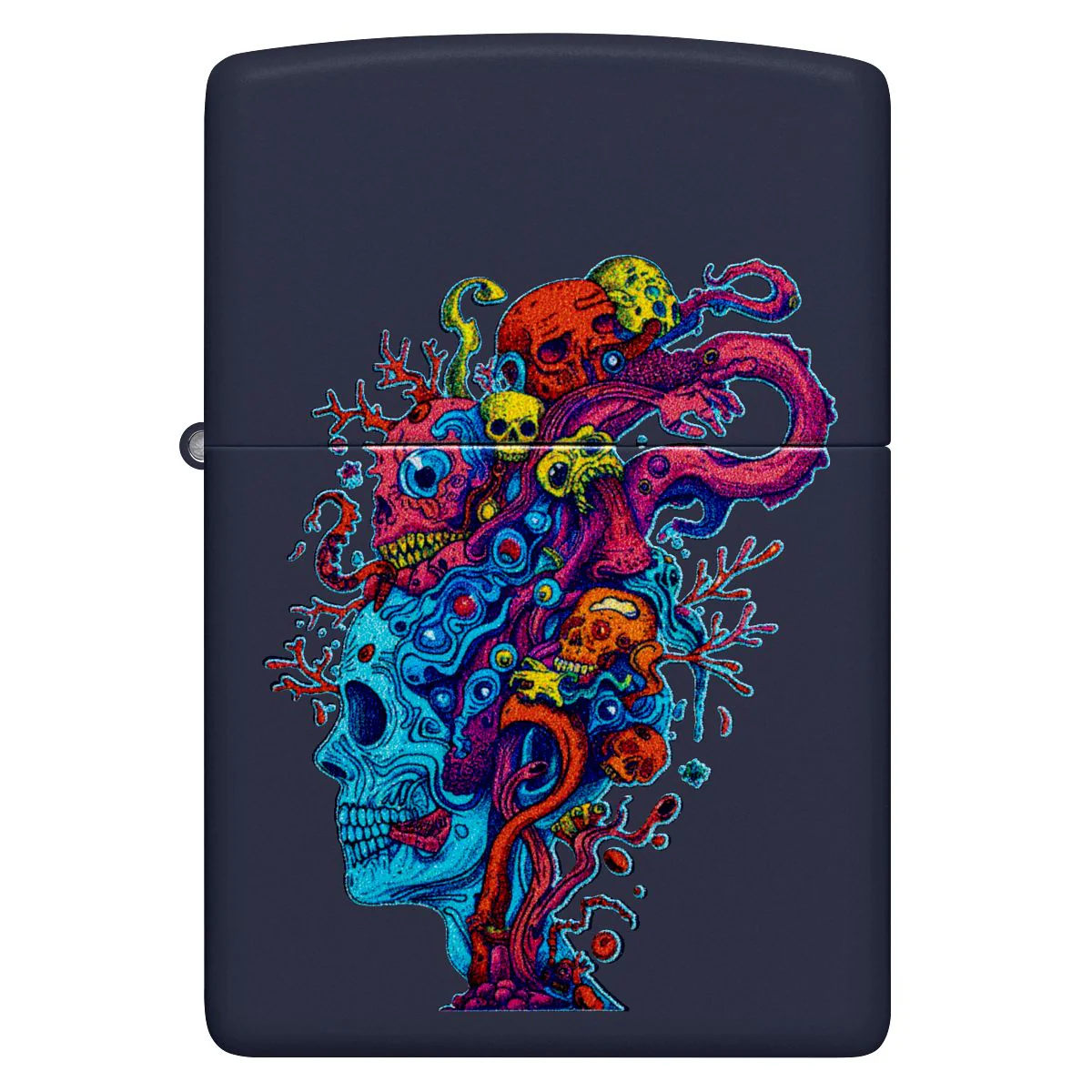 Zippo Lighter: Skull Reef Design - Navy Matte 46958 - Image 2