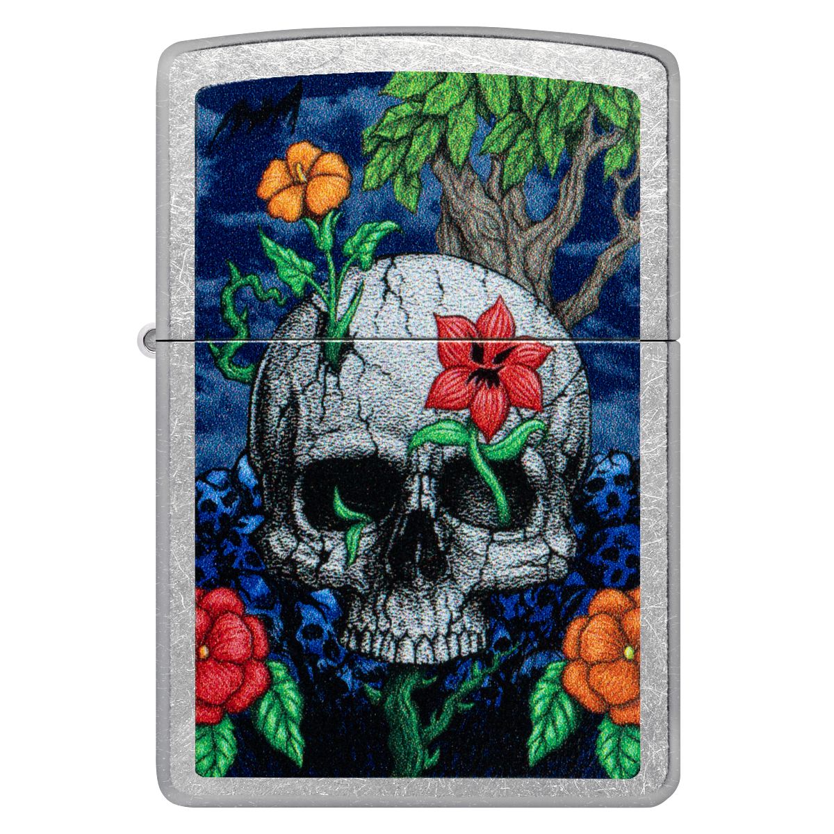 Zippo Lighter: Skull Sprout Design - Street Chrome 46939 - Image 2