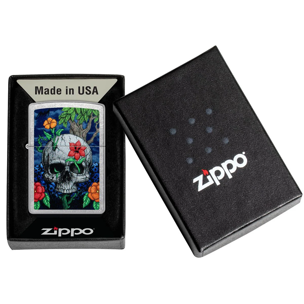 Zippo Lighter: Skull Sprout Design - Street Chrome 46939 - Image 6
