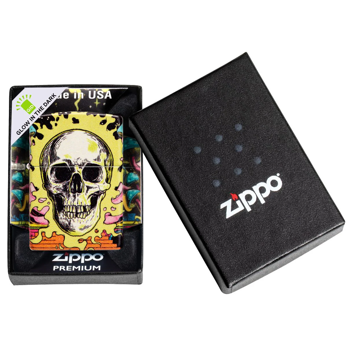 Zippo Lighter: Skull with Mushrooms, Glow in the Dark - 540 Color 48640 - Image 11