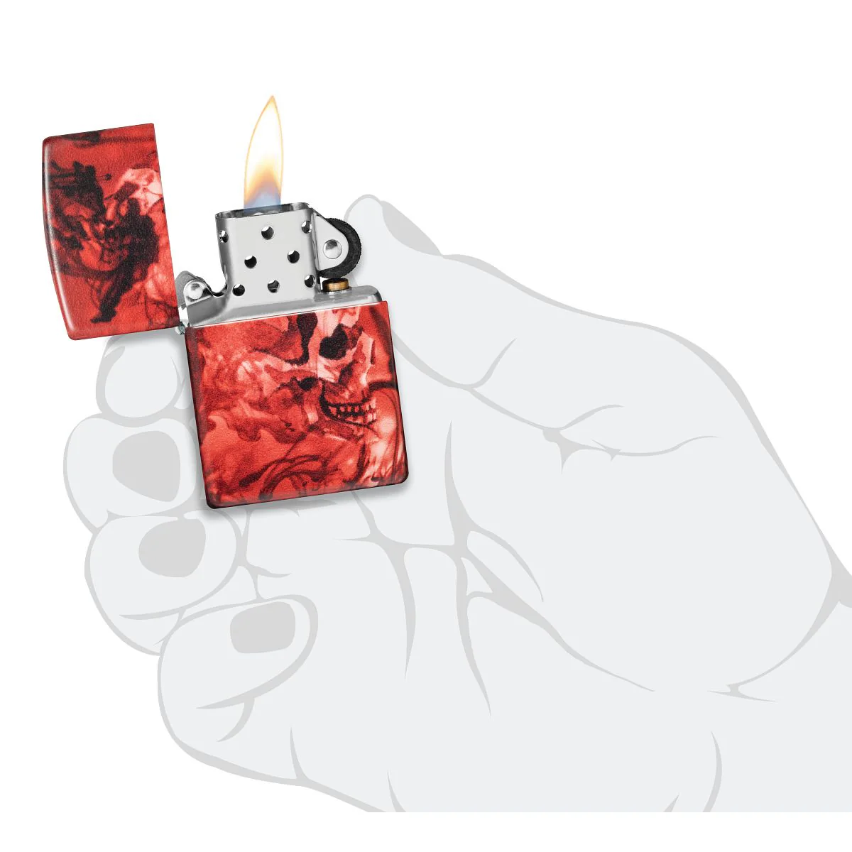 Zippo Lighter: Skull with Red Design, 540 Color - 540 Matte 48772 - Image 9
