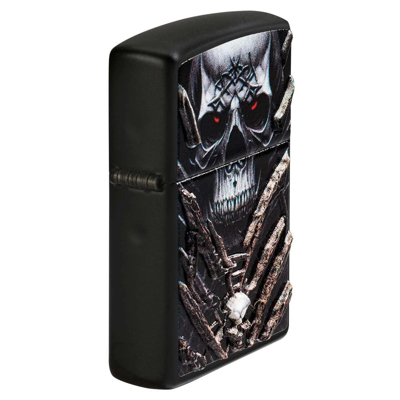 Zippo Lighter: Skull With Texture Bones - Black Matte 48896 - Image 2