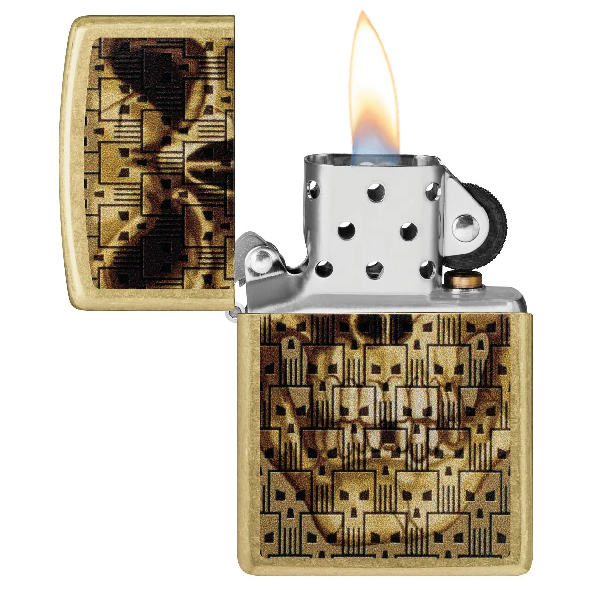 Zippo Lighter: Skulls on Skull - Street Brass 46937 - Image 3