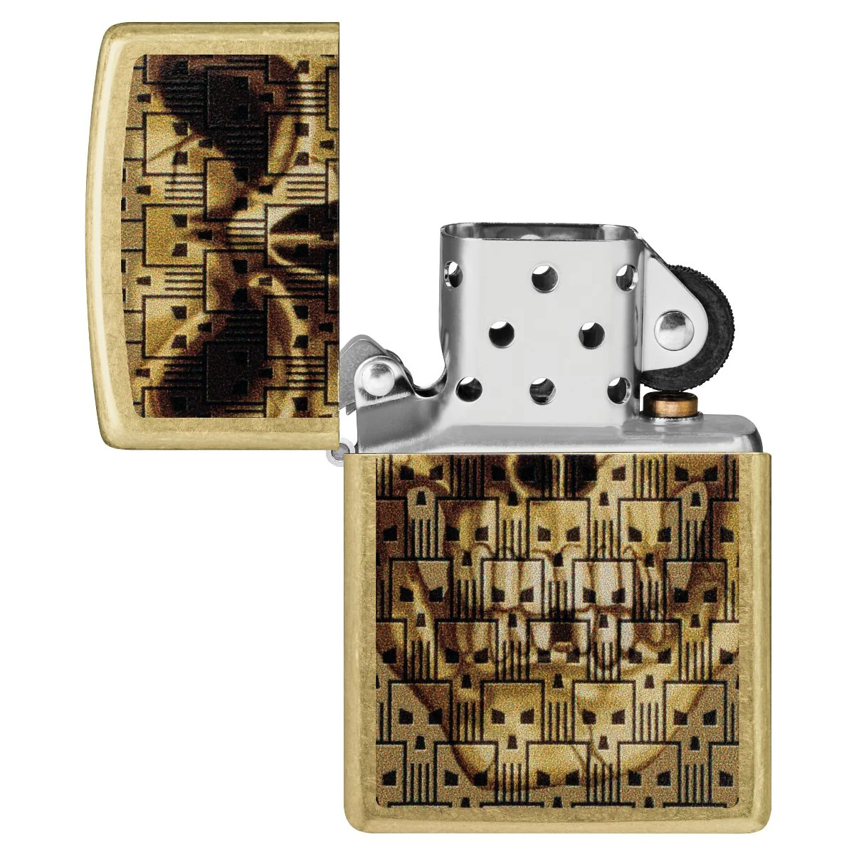 Zippo Lighter: Skulls on Skull - Street Brass 46937 - Image 4