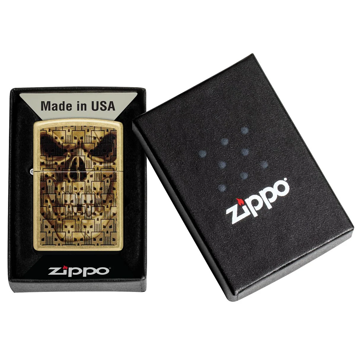 Zippo Lighter: Skulls on Skull - Street Brass 46937 - Image 6