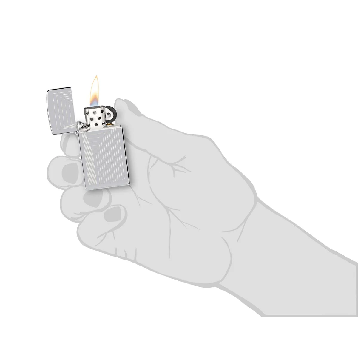 Zippo Lighter: Slim, Engraved Pattern - High Polish Chrome 46706 - Image 5