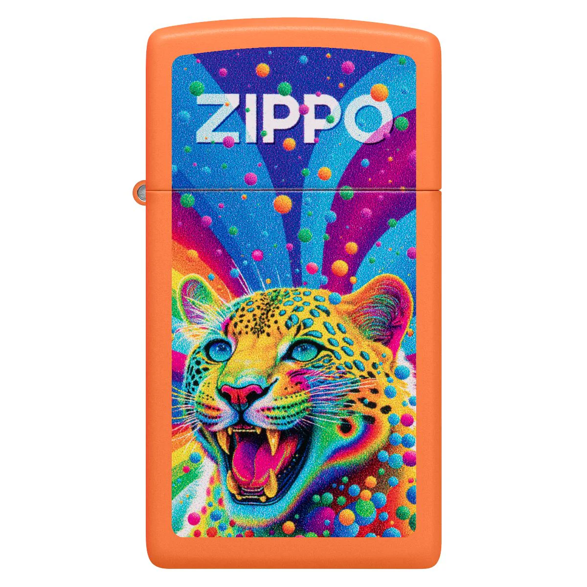 Zippo Lighter: Slim, Leopard Design - Orange Matte 46018 - Image 2