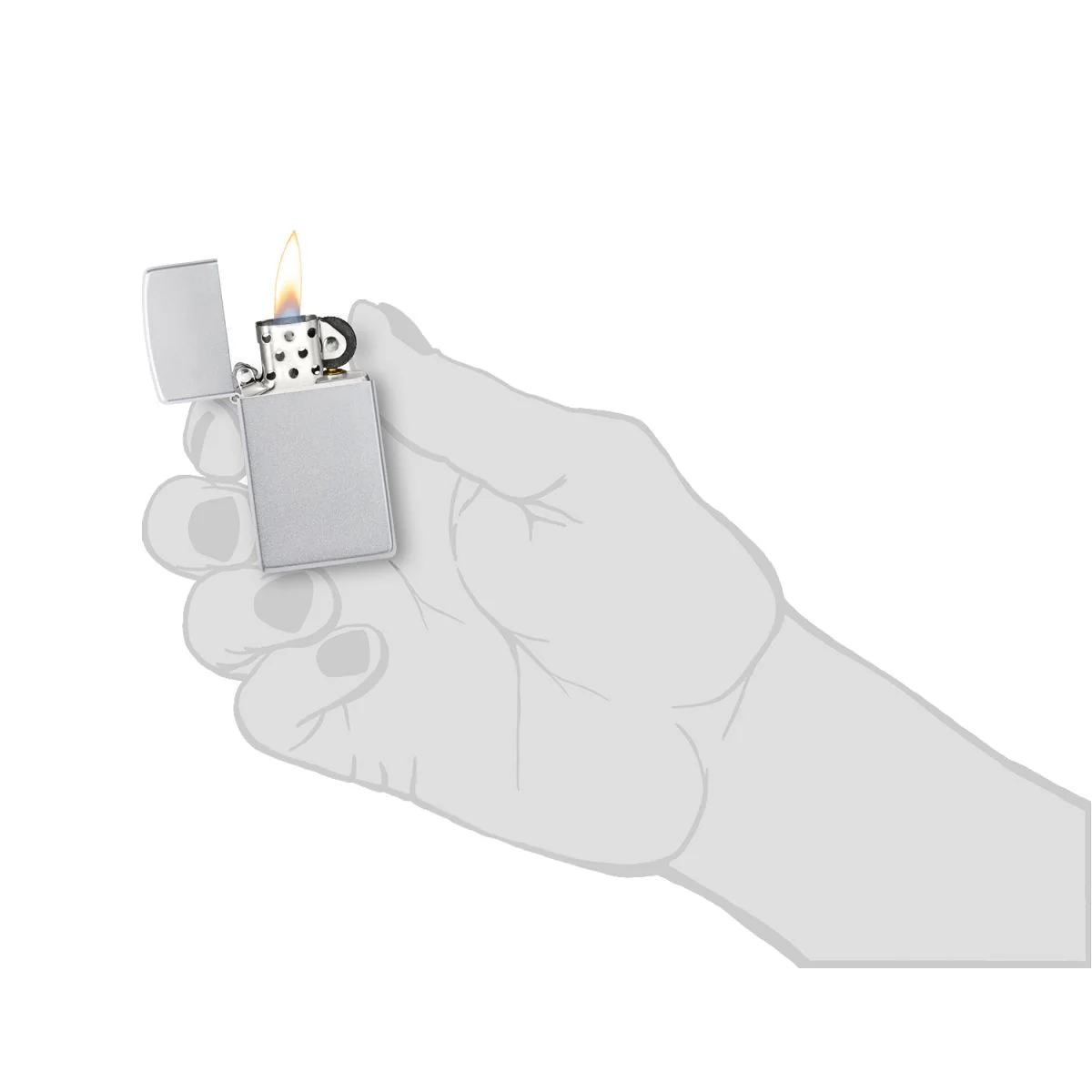Zippo Lighter: Slim - Satin Chrome 1605 - Image 5