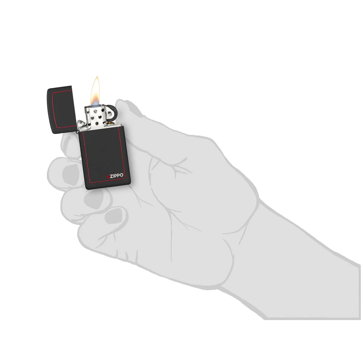 Zippo Lighter: Slim with Zippo Logo - Black Matte 1618ZB - Image 5
