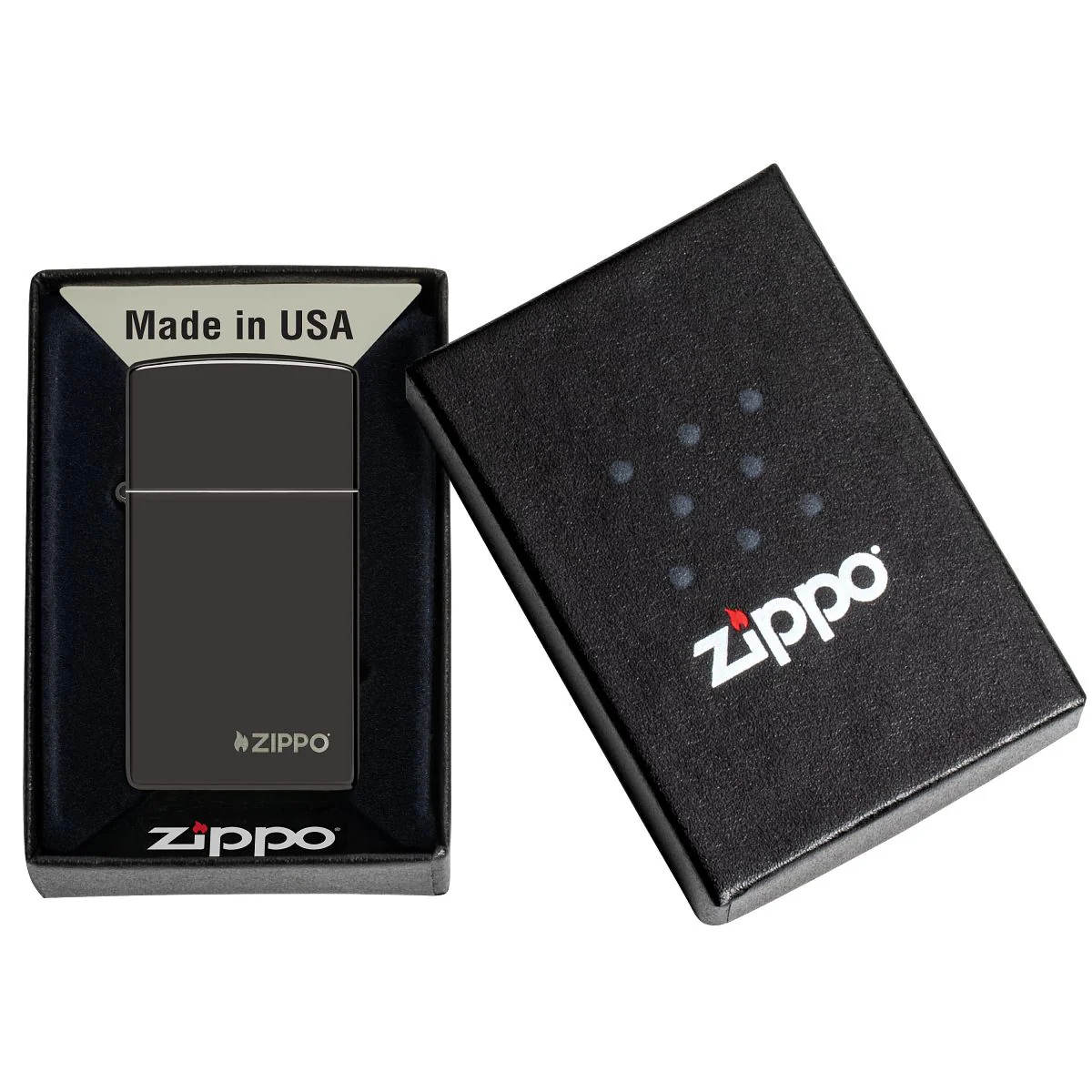 Zippo Lighter: Slim with Zippo Logo - Ebony 28123ZL - Image 6