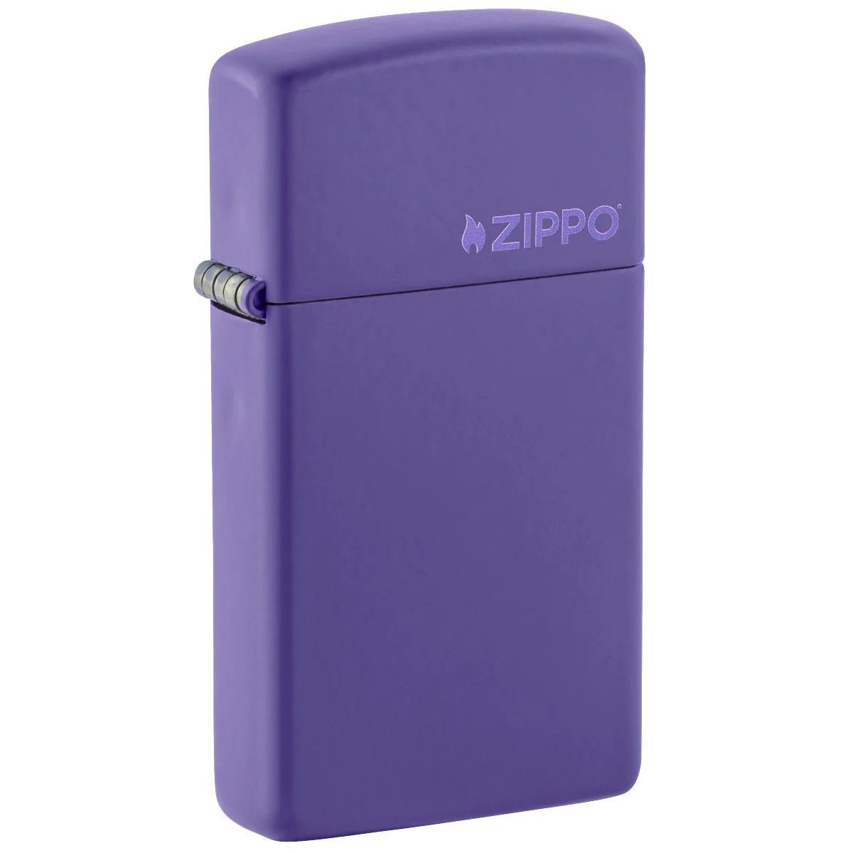 Zippo Lighter: Slim, Zippo Logo - Purple Matte 1637ZL