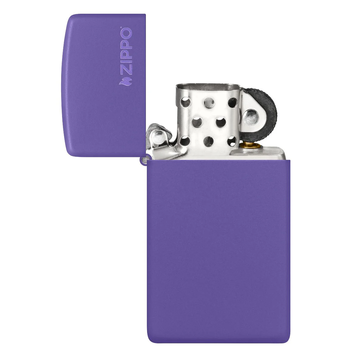 Zippo Lighter: Slim, Zippo Logo - Purple Matte 1637ZL - Image 4