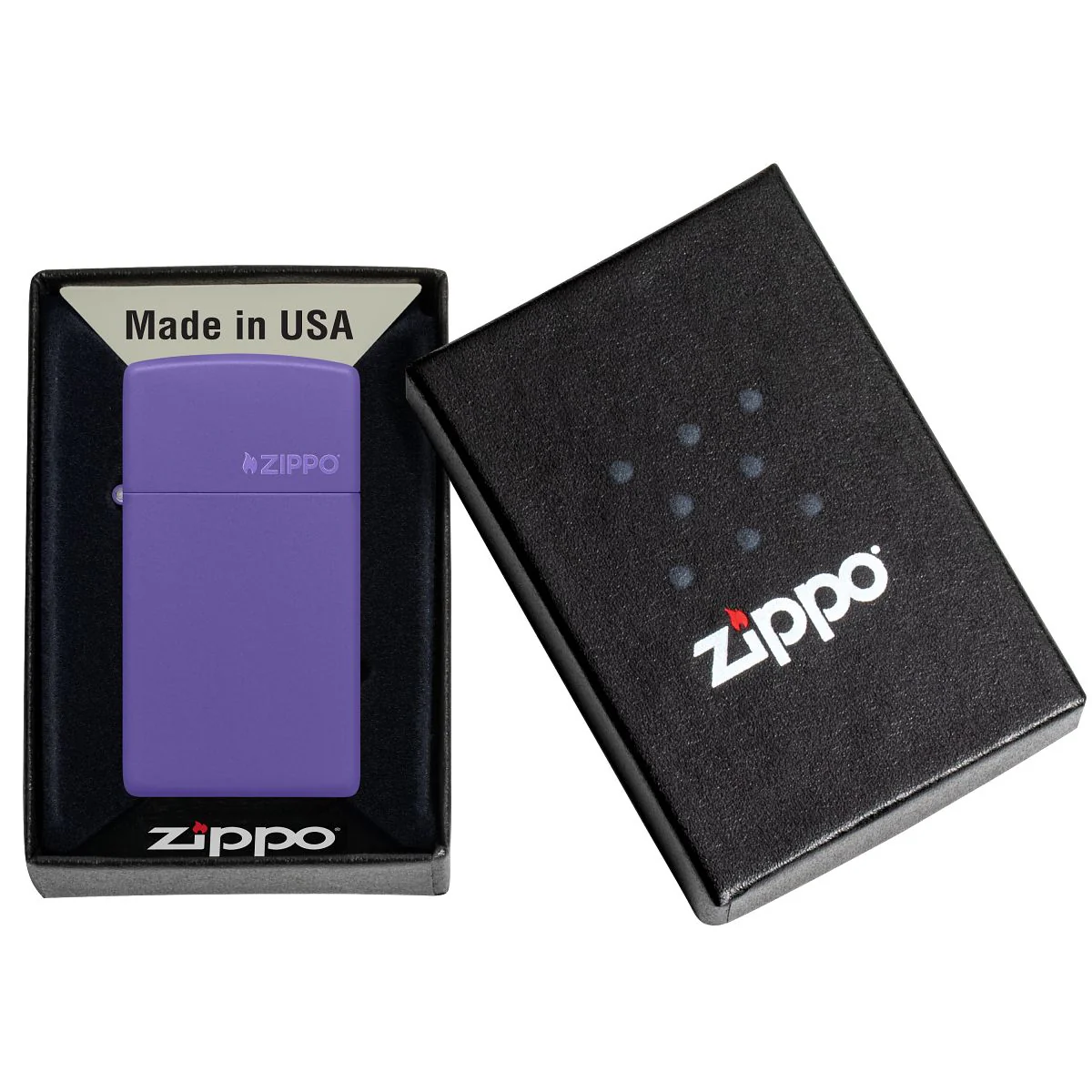 Zippo Lighter: Slim, Zippo Logo - Purple Matte 1637ZL - Image 6
