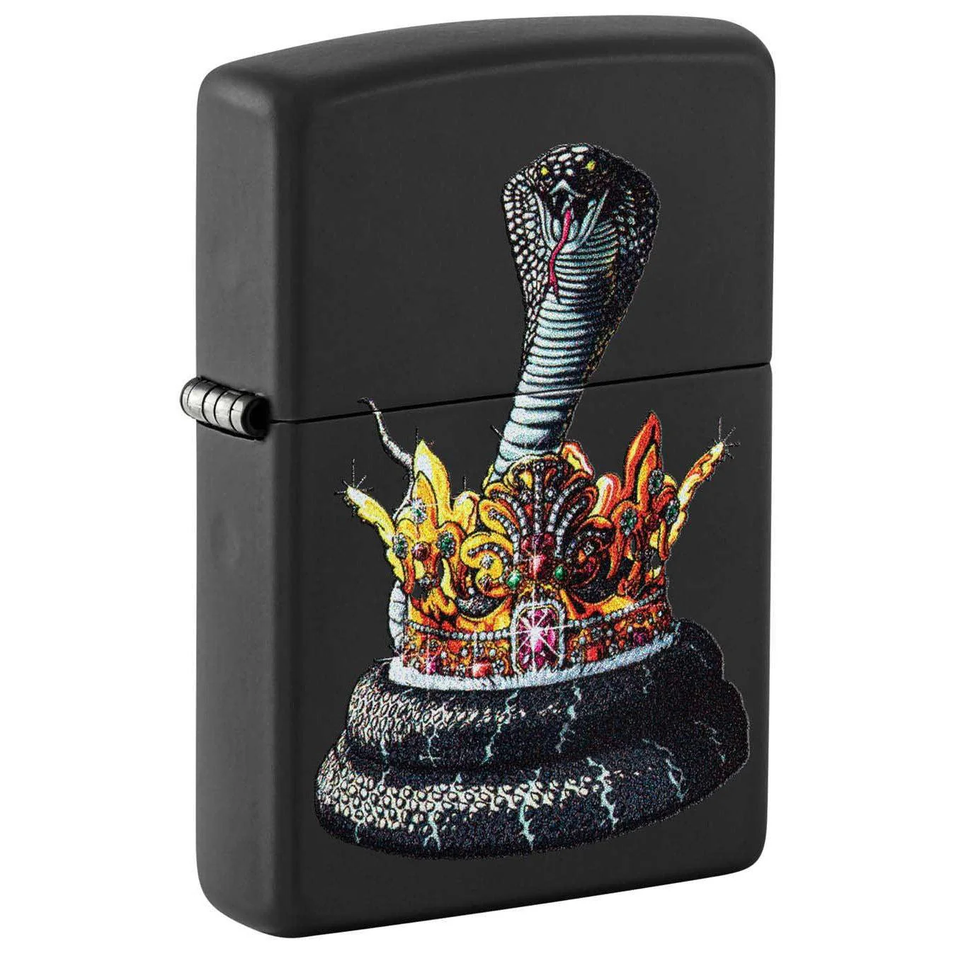 Zippo Lighter: Snake With Crown - Black Matte 48808